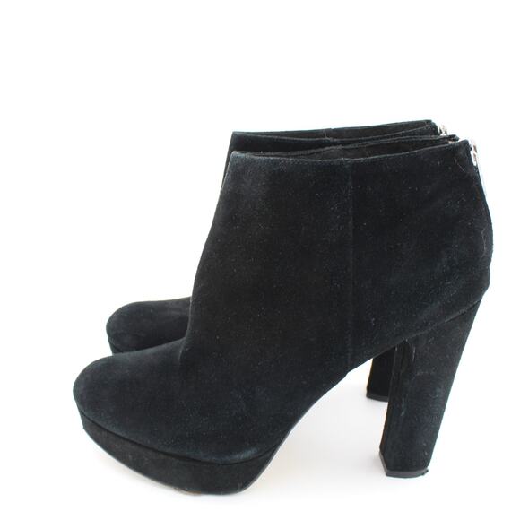 Michael Kors Suede Heels Womens 9.5 Black Platform Bootie Zip Classic Career - Picture 4 of 11